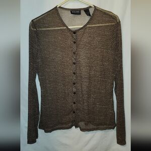 New York & Company Brown Button-Up Blouse